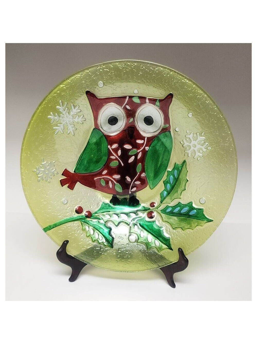 Owl Christmas Home Decor Decorative Glass Bowl